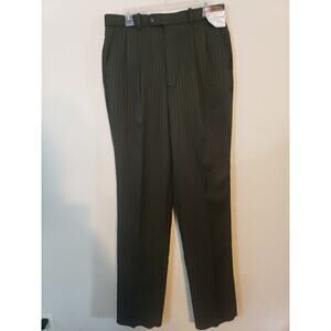NEW Mens Luighi Balini Dress Pants Size 40R WAIST 34 Striped Black On Black